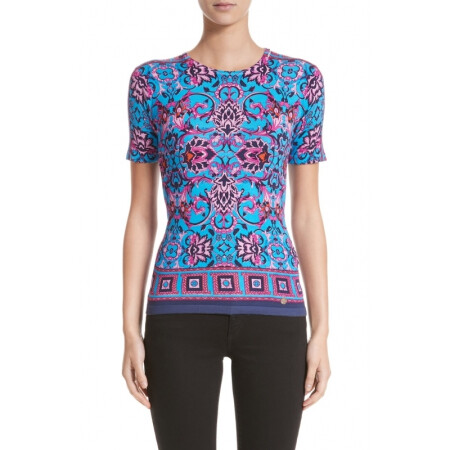 versace/范思哲 女装 女式短袖t恤 q00856774 cobalt/print 2 us/38