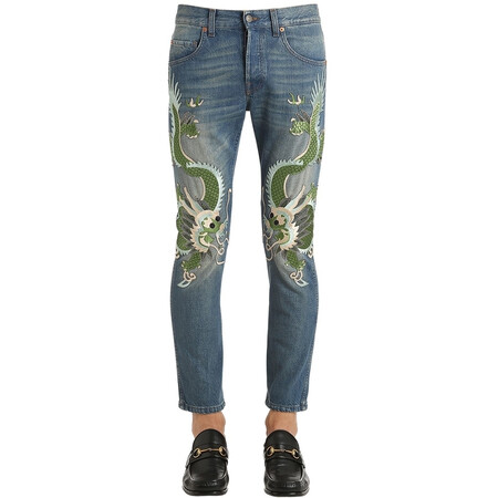 5cm 龙纹石磨水洗牛仔裤 98851400 blue 33
