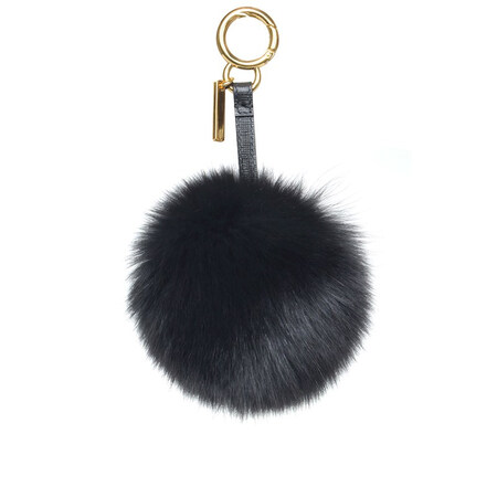 fendi/芬迪新款女士黑色毛球包挂挂件 黑色 均码