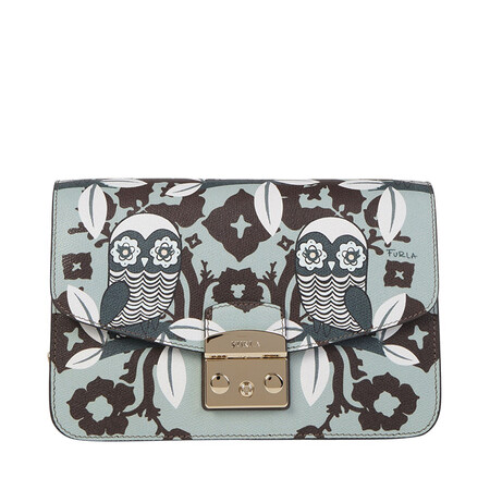 furla芙拉女包纯皮手拎斜挎单肩 蓝色猫头鹰纹样 920378