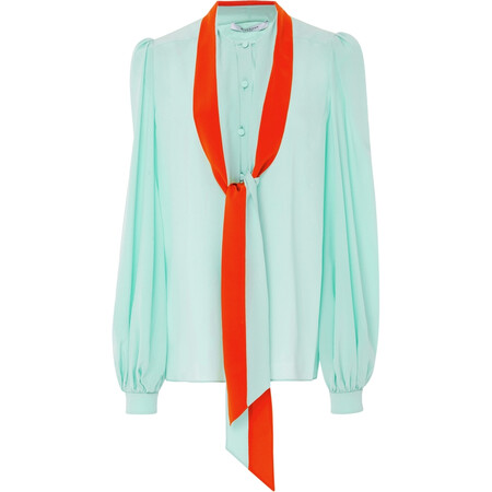 纪梵希/女装 82360 lavaliere 真丝双绉领衬衫 green fr 36