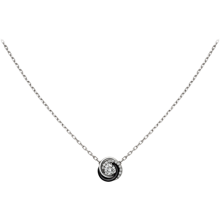 全球购 奢侈品 卡地亚(cartier)女士项链18k白色黄金黑色陶瓷