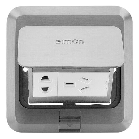 西蒙(simon)地插方型地板插座弹起式五孔插座金属银色td120f1h