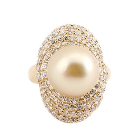 【二手99新】黄珍珠戒指 18k黄金 镶钻钻戒 二手奢侈品珠宝