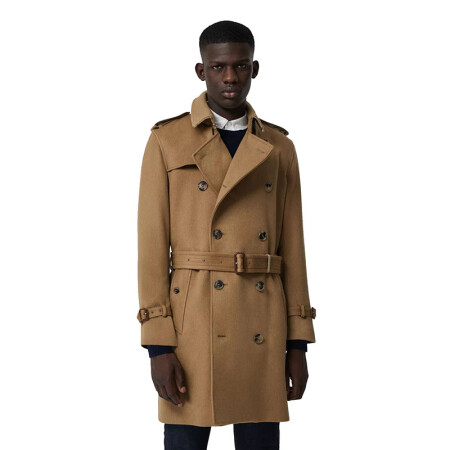 burberry巴寶莉男裝羊絨 trench 風衣外套上裝上衣 駝色80040861 46