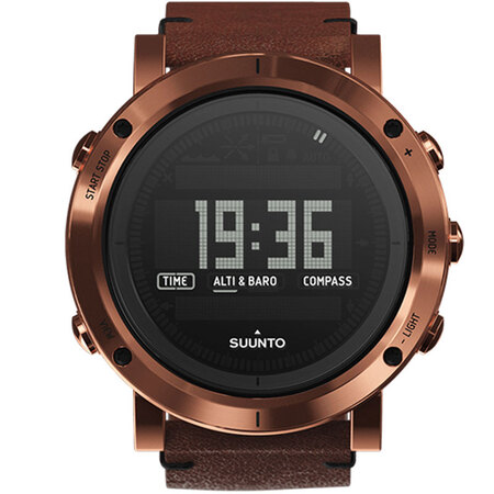 颂拓(suunto) essential本源系列男表 古铜牛皮表带户外腕表ss02