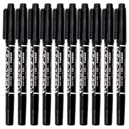 日本斑马牌(zebra)10支装 油性速干小双头记号笔 多用途光盘笔 勾线笔