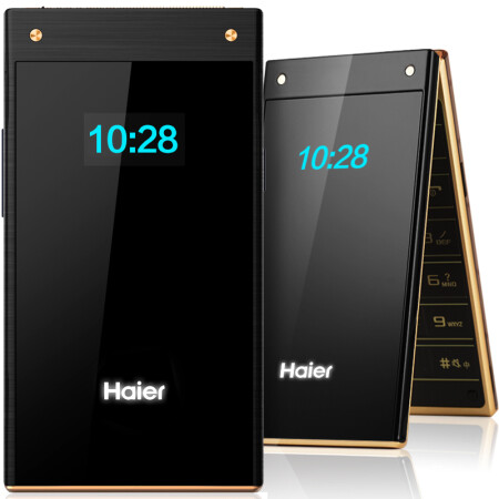 海尔（Haier）M316 移动/联通2G 翻盖老人手机 钢琴黑