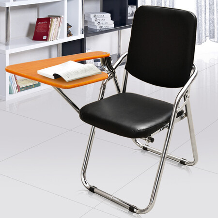 华恺折叠椅电脑椅子办公椅会议培训椅靠背椅带写字板写字椅 记者椅_ 5