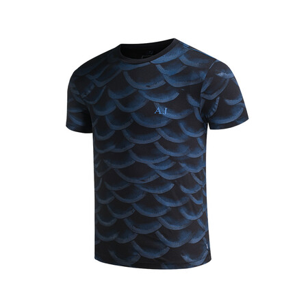 【备件库9成新】armani jeans阿玛尼男士鱼鳞印花圆领针织短袖t恤3y6