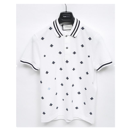 gucci古奇男士polo衫小蜜蜂星星短袖t恤衫431039 白色 l