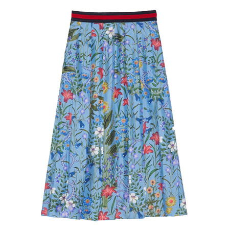 gucci 古驰 印花真丝百褶半身裙448874 zip53 4417 it码 蓝色 it42