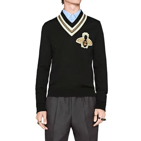 gucci 古驰 男士v领蜜蜂羊毛衫452796 x5h38 1082 黑色 xl