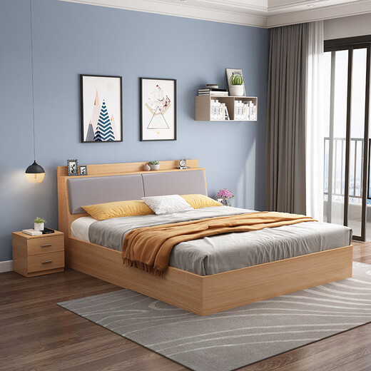 简翔床北欧储物高箱双人床榻榻米现代简约实木颗粒板式床15米18米婚床