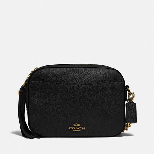 coach 蔻驰 奢侈品 女士黑色抛光粒面皮革相机包单肩斜挎包 29411