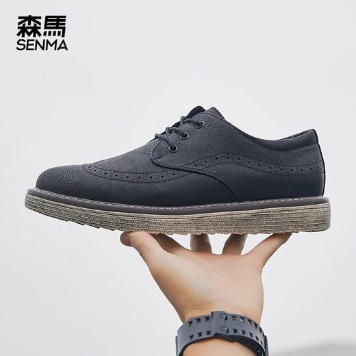 森马senma休闲鞋男士布洛克英伦皮鞋擦色复古青年潮流男鞋子817319611