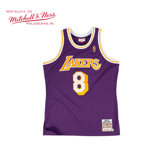 mitchellness复古球衣au球员版科比湖人队8号9697赛季紫色篮球服紫色