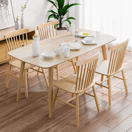 百思宜餐桌北欧实木餐桌椅组合现代简约小户型家用餐厅餐台饭桌桌布