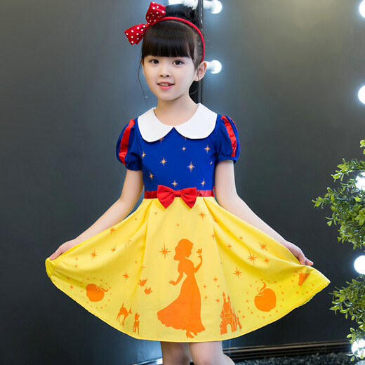 南极人六一儿童白雪公主裙子女童礼服演出服装迪士尼娃娃领连衣裙夏季