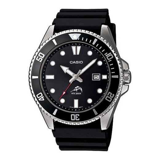 卡西欧casio男士潜水手表黑色树脂表带盖茨同款不锈钢表盘剑鱼mdv106