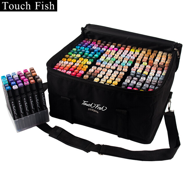 40/60/80色双头儿童绘画画笔套装生日礼物黑袋黑杆马克笔 背包款262色