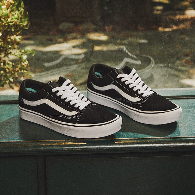 vans范斯官方 黑白经典侧边条纹舒适男鞋女鞋old skool低帮板鞋 黑色