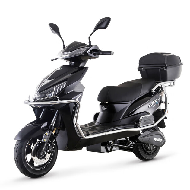 绿源电动车72v超长续航电动轻便摩托车外卖电瓶车mnl5曜石黑72v尾箱版