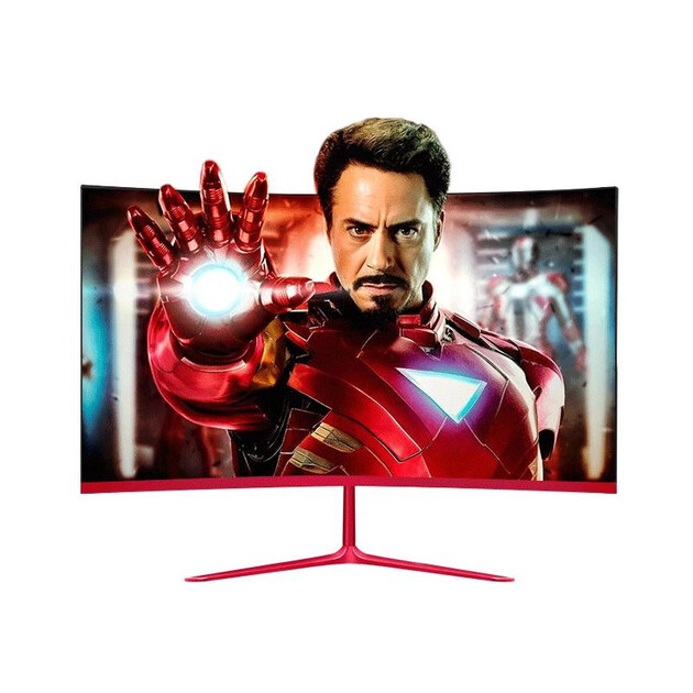 惠冠q24 电脑显示器白色黑红24英寸曲面 高清hdmi液晶屏 家用办公台式