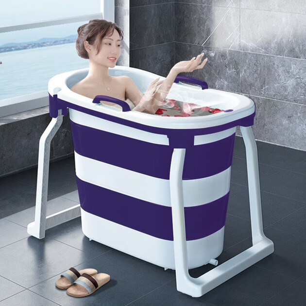 友阳 泡澡桶成人浴桶可折叠浴桶洗澡桶浴室移动洗澡盆便捷浴盆 加高款