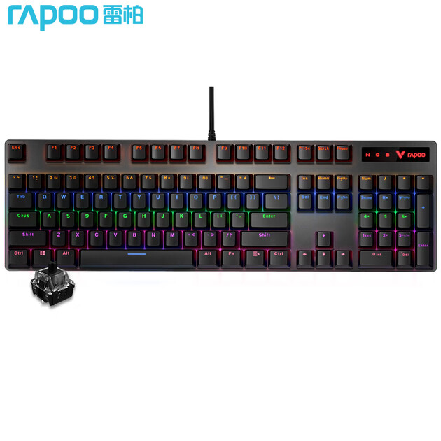 键盘 雷柏(rapoo) v500pro 机械键盘 有线键盘 游戏键盘 104键混光