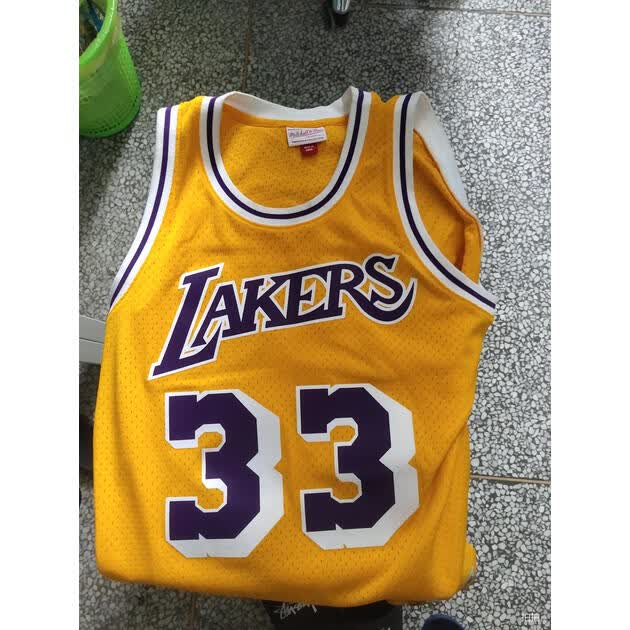 mitchell ness复古球衣sw球迷版 nba湖人队1984-85赛季 贾巴尔篮球服