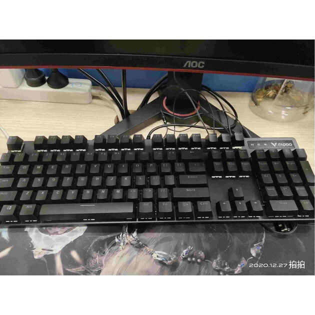 雷柏(rapoo) v500pro单光版 机械键盘 有线键盘 游戏键盘 104键单光