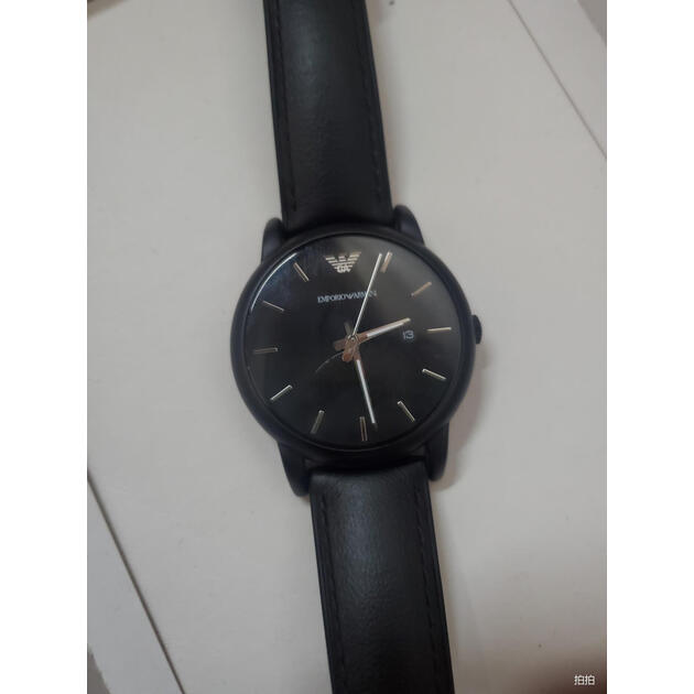 阿玛尼emporioarmani手表黑武士休闲皮带时尚欧美简约大气黑盘石英