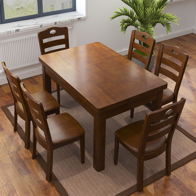 南之安 餐桌实木餐桌椅组合4人6人 长方形小户型简约现代中式家用吃饭