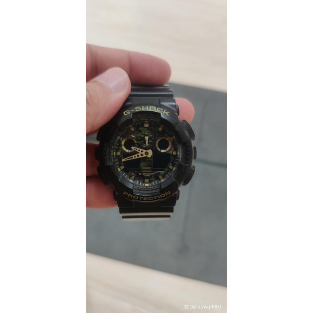 卡西欧(casio)手表 g-shock系列丛林迷彩金字户外运动男表ga-100cf-1a