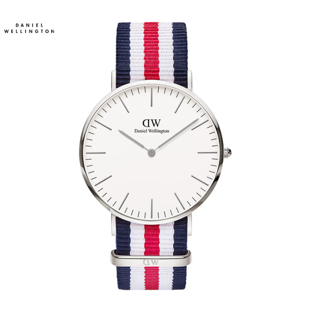 丹尼尔惠灵顿(danielwellington)手表dw男表40mm银色边尼龙带超薄男士