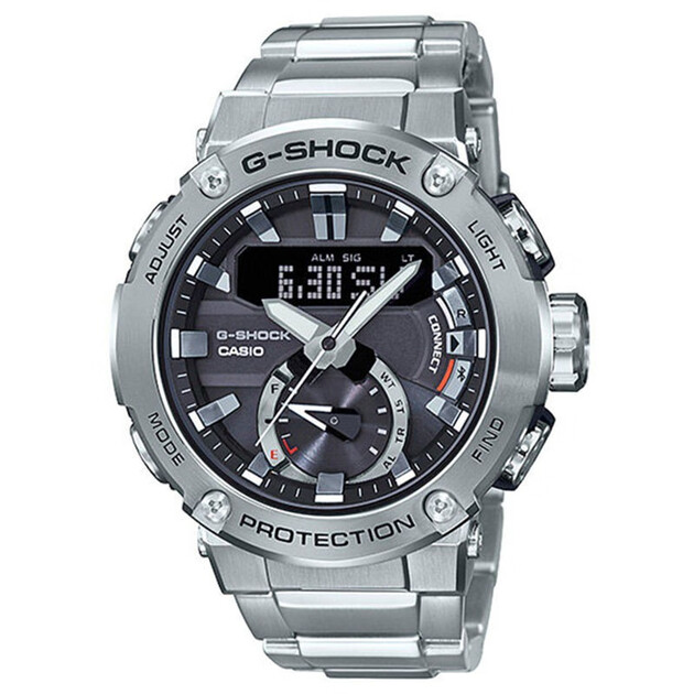 卡西欧(casio)男表 g-shock系列太阳能多功能钢带蓝牙指针时尚潮流
