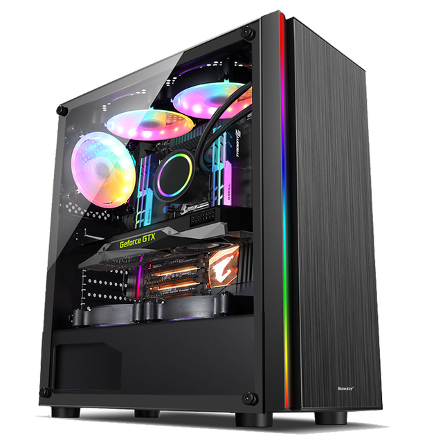 航嘉gs500x 电脑机箱台式diy全侧透rgb游戏水冷atx大板机箱背线 航嘉