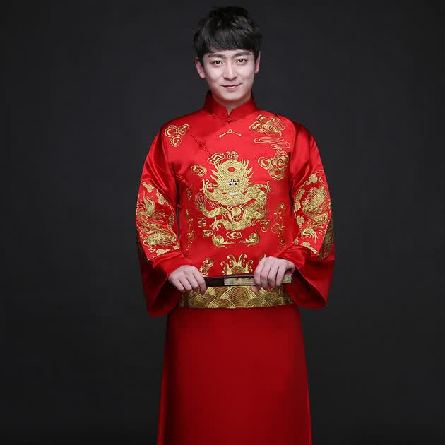 涵纱漫舞秀禾服唐装男古装新郎敬酒服长袍中式婚礼男士礼服和服汉服