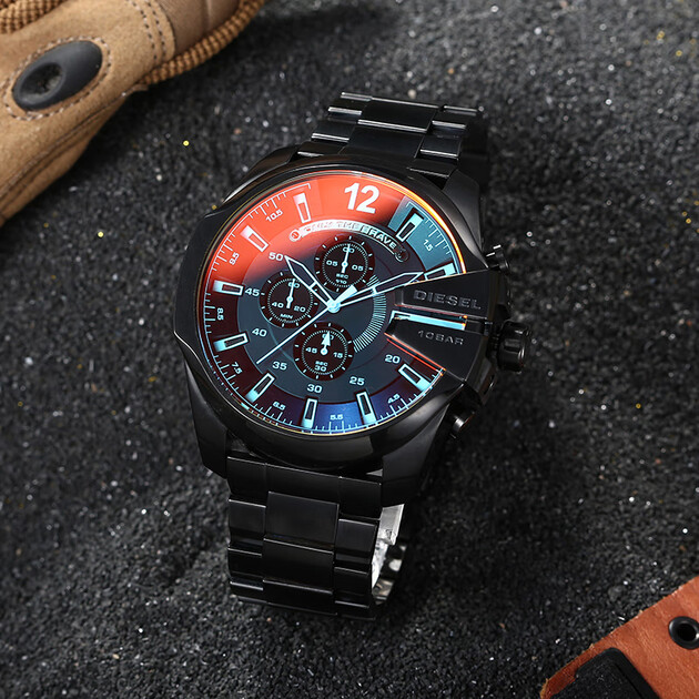 chief军官系列 明星薛皓文同款 偏光三眼计时手表 极光梦魇 dz4318