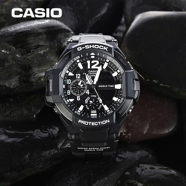 g-shock系列户外运动温度罗盘航空飞行防水防震男表ga-1100-1a