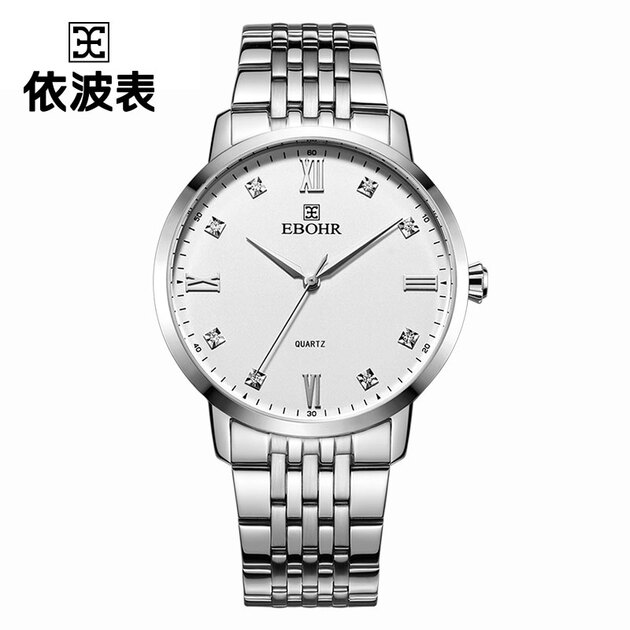 依波ebohr手表时代元素系列钟表简约精致白面钢带石英情侣表男表