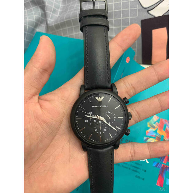 阿玛尼(emporio armani)手表皮制表带时尚休闲简约石英男士腕表ar1970