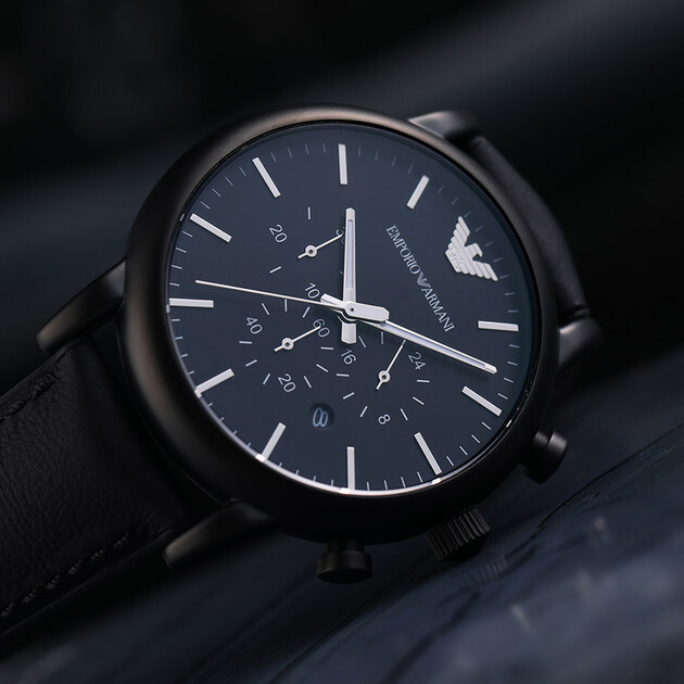 阿玛尼(emporio armani)手表皮制表带时尚休闲简约石英男士腕表ar1970