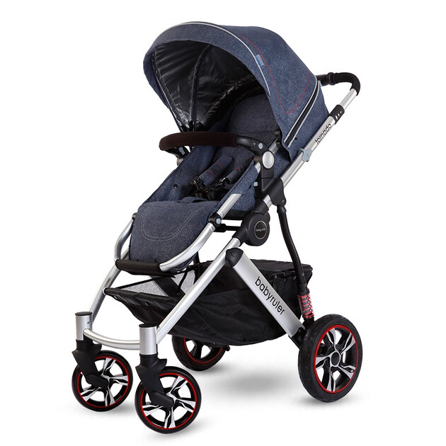 babyruler婴儿推车高景观婴儿车童车四轮st380牛仔色