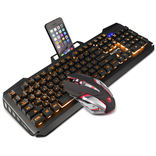 赛德斯sades刃甲2七彩背光金属游戏键盘鼠标套装有线机械手感键盘宏