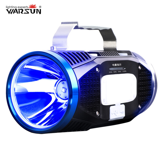 沃尔森 warsun 8009双光源蓝光钓鱼灯户外远射超亮强光充电夜钓灯手