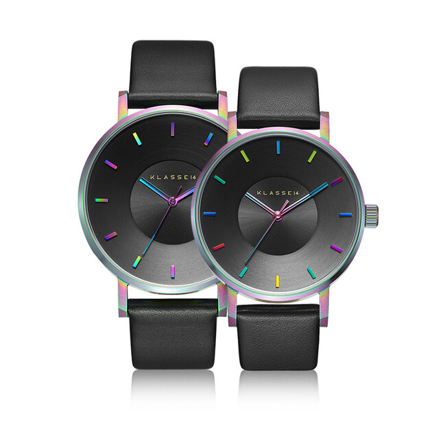 klasse14 情侣手表一对男女情侣款 意大利潮流时尚凹陷表盘 皮带钢带