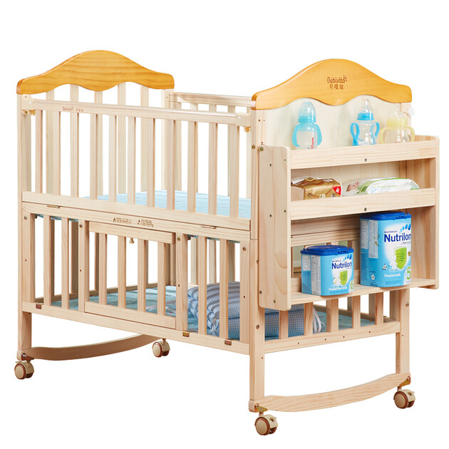 贝唯他(bebivita) 婴儿床实木宝宝床bb摇篮床 v9 加长款送床头柜 床