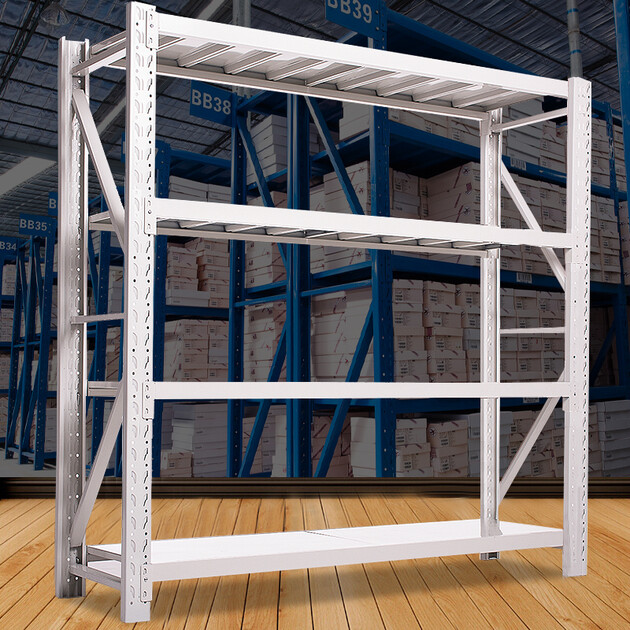 易存货架仓储家用仓库货架层架置物架收纳架子储物架展示架白色四层主